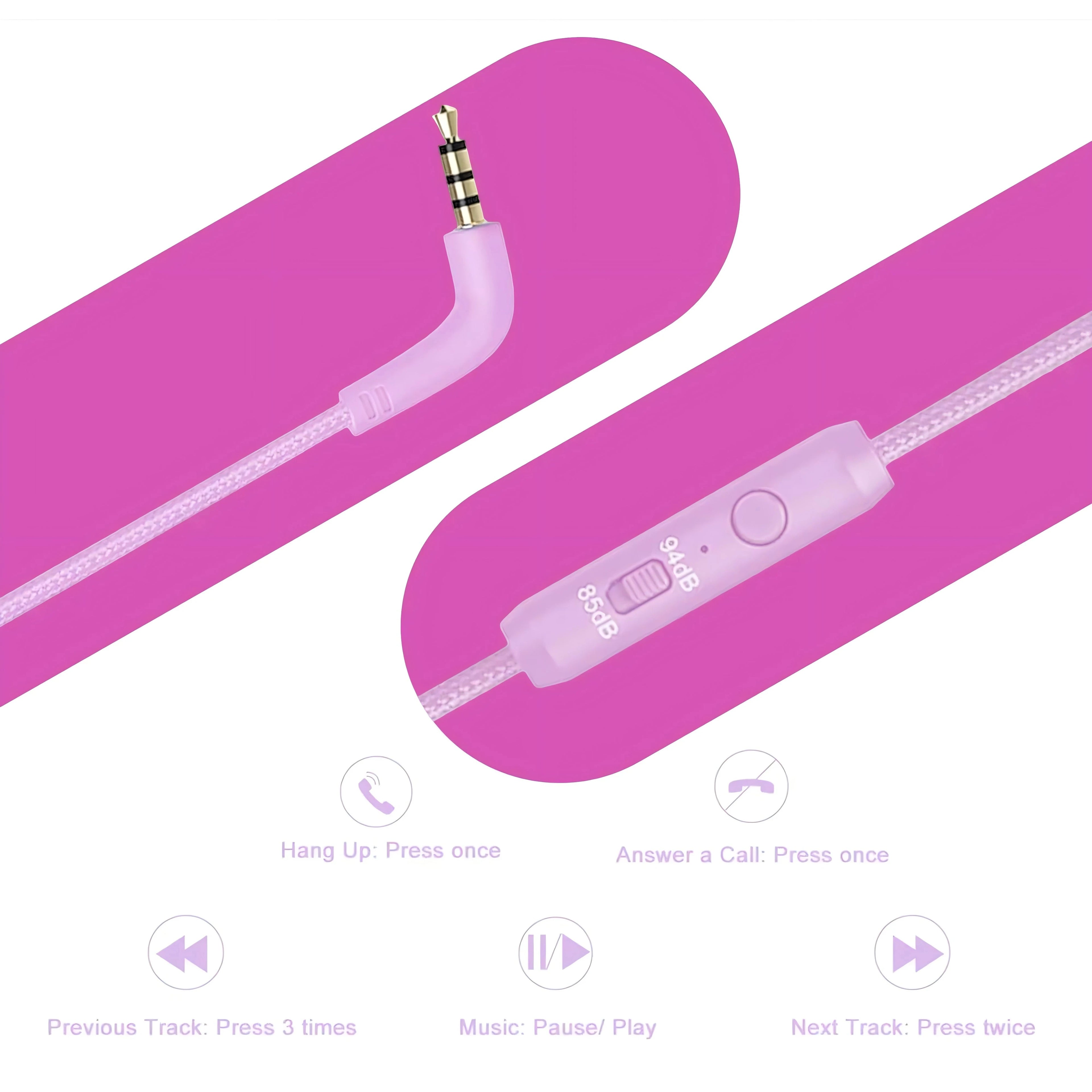 Wired Headphones with Microphone Foldable Adjustable Over Ear Kids Headphones for Girls Boys Children