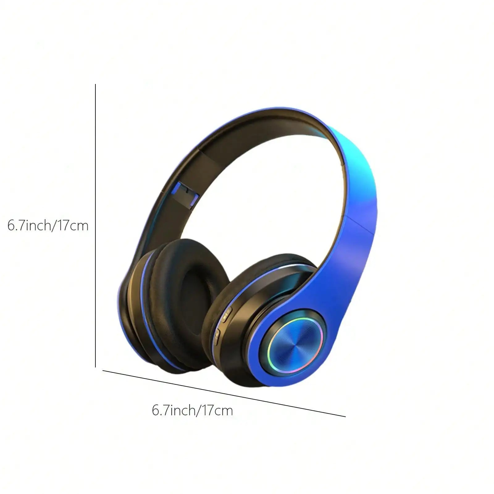 Bluetooth 5.3 Over-Ear Headphones, Active Noise Reduction, Subwoofer Bass, LED Light Design, Foldable Portable Wireless Headset for Gaming, Music, Sports, Phones & Computers