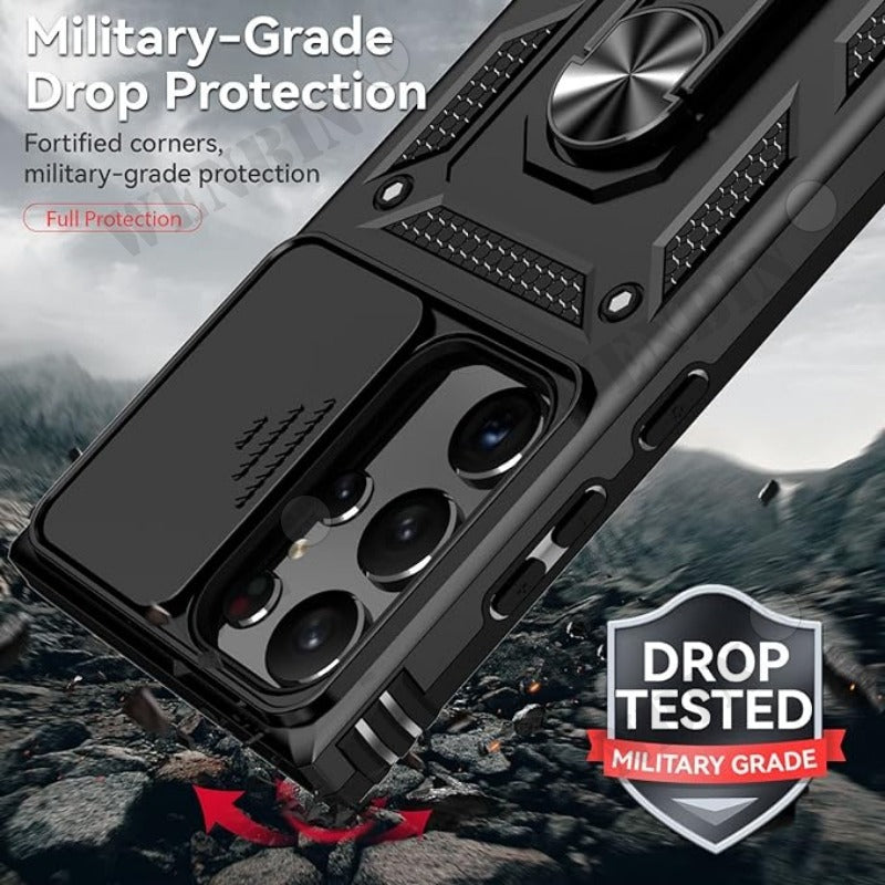 Case For Samsung S26 S25 S24 S23 Ultra Plus S25 FE A56 A36 Heavy Duty with Camera 360 Degree Rotate Kickstand Shockproof Cover