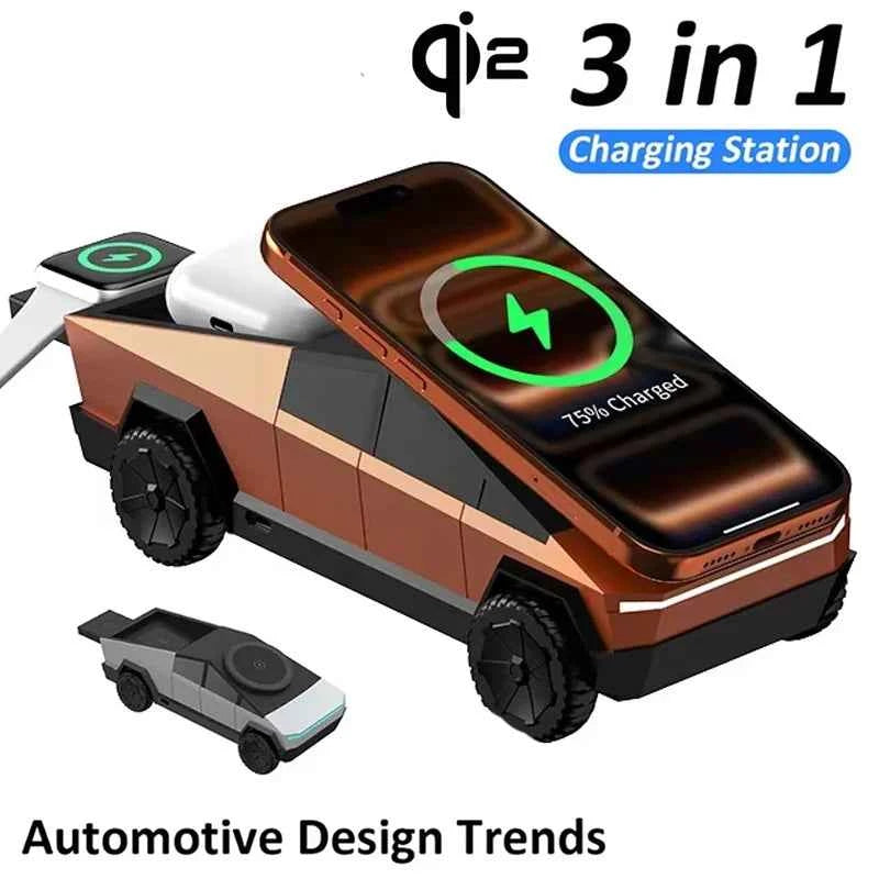 3 in 1 Magnetic Wireless Charger Car Stand For iPhone 17 16 Pro Max 15 14 13 Apple & Samsung Watch Airpods Pro Fast Charging