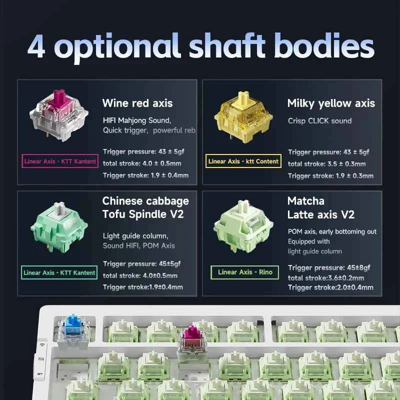 MCHOSE G75 Pro Gaming Mechanical Keyboard Tri-Mode Wireless Hot Swappable RGB Backlit Customized 75% Layout Pc Gamer Accessories