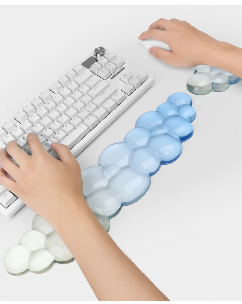Cloud shaped silicone transparent wristband, mouse pad with wrist rest,non slip keyboard,ergonomic keyboard,mouse pad,wrist rest
