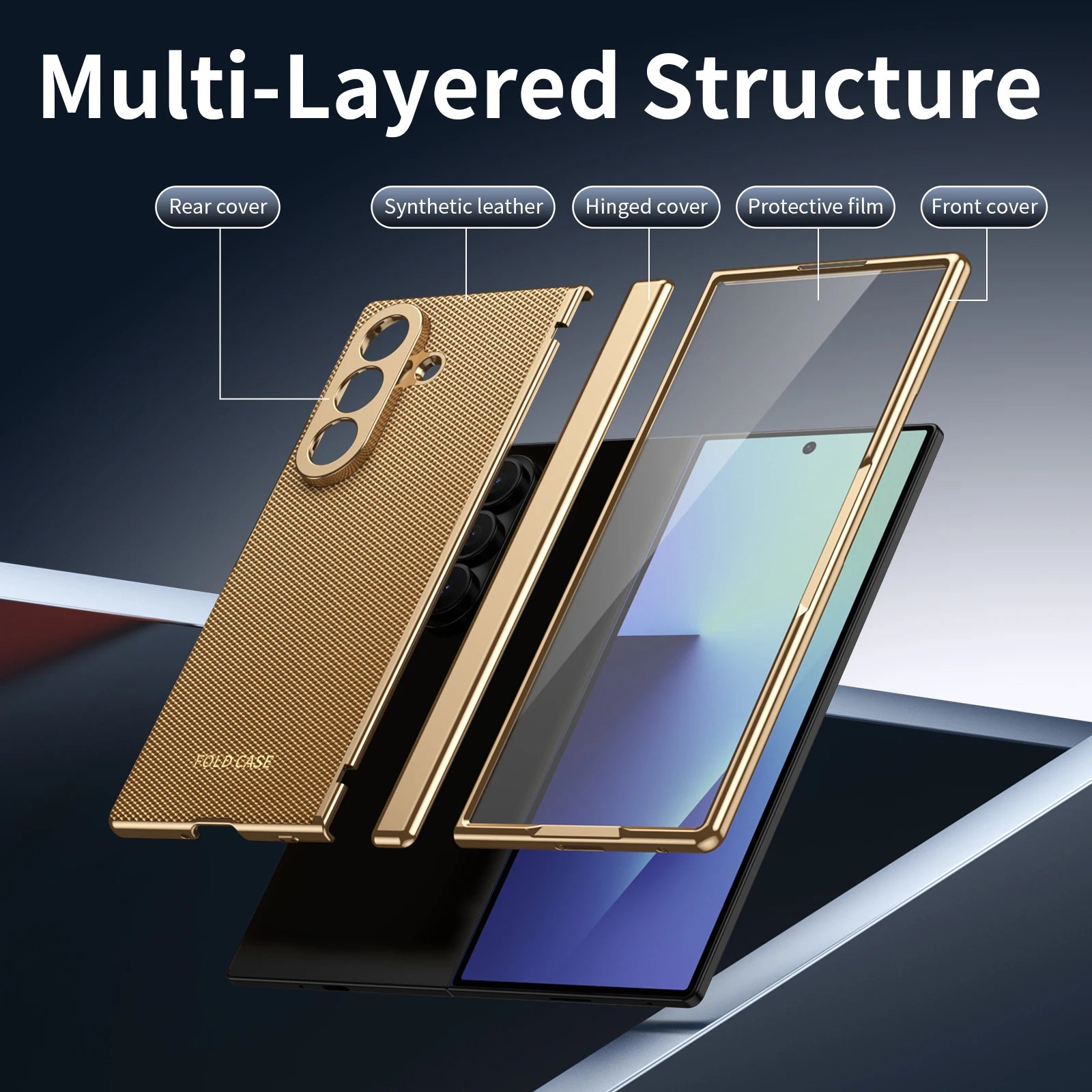 Case for Galaxy Z Fold 7/6/5/4 Phone Case With Screen Glass Film, Hinge Protector, Simple Solid Color Atmosphere Good Hand Feel