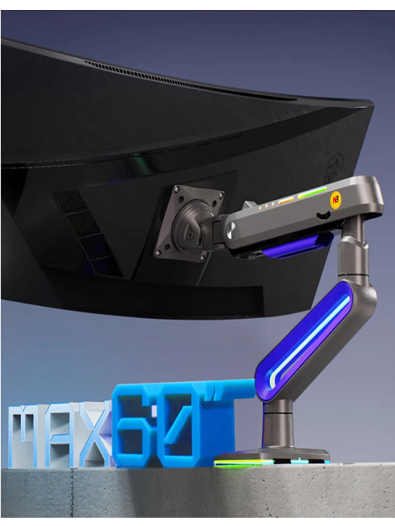 NB G70 F6 E6 Gaming Monitor Arm 32-60 Inch Curved Arc Screen Desktop Ultra Wide Monitor Holder Mount with RGB Light 2-20kgs