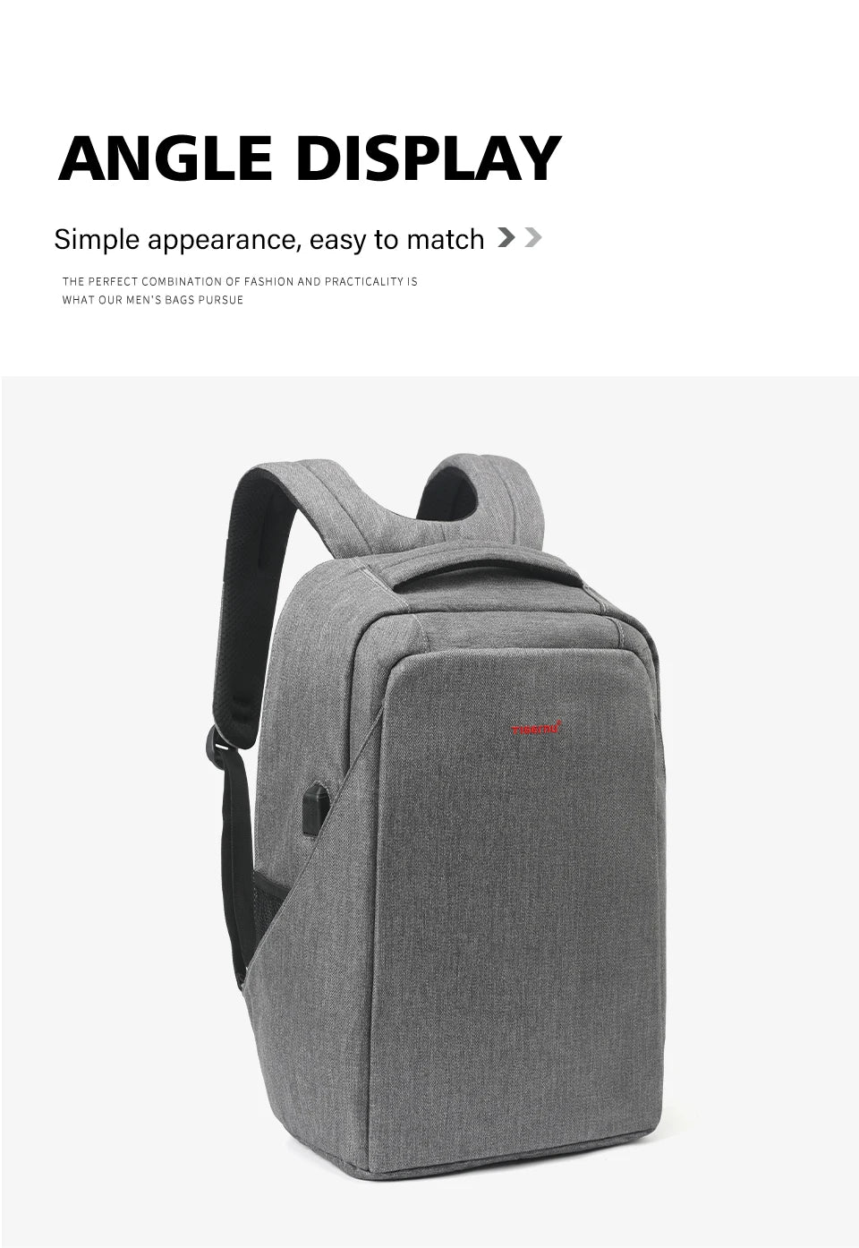 Tigernu Anti Theft Backpack Men USB Port Computer Backpacks For Men Bagpack Schoolbag 15.6inch Backpack Bags Travel Bag Knapsack