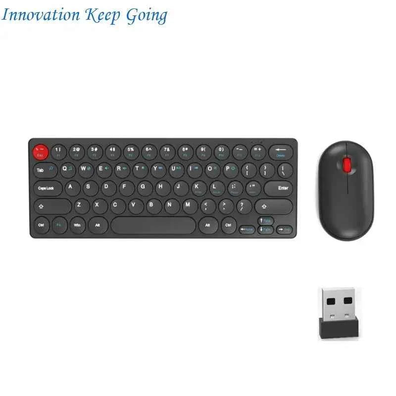 E65C Silents Clicks Mouse Wireless Keyboards Set Round Design 64Keys Portable For Desktop Notebook