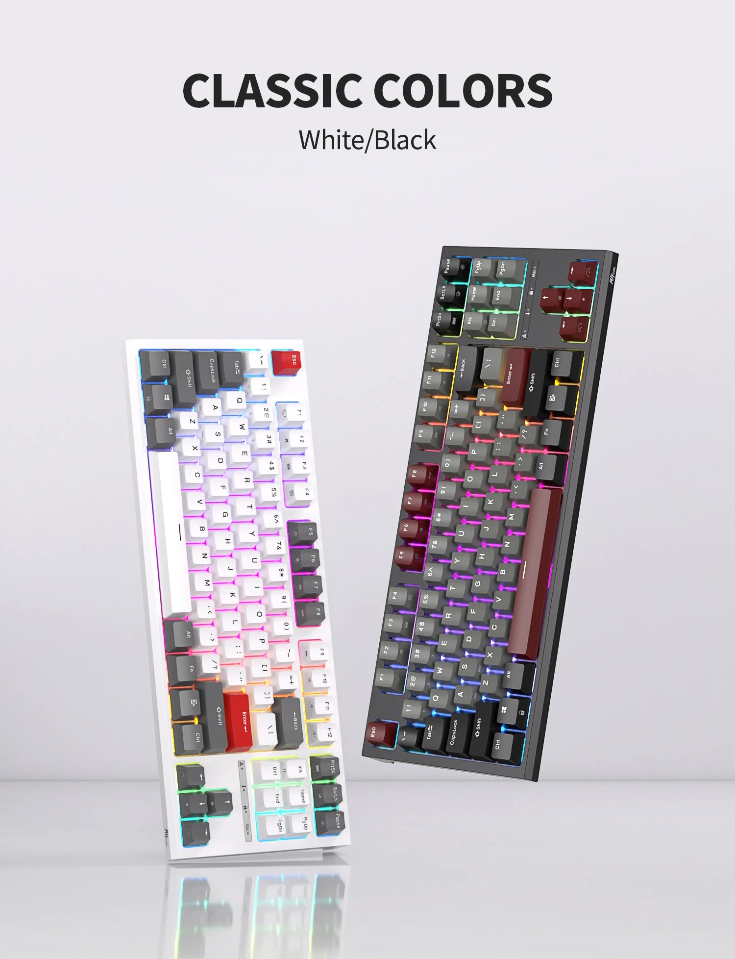 RK ROYAL KLUDGE R87 Russian Mechanical Keyboard 87 Keys RGB Backlit Hot-swappable Wired Gaming Keyboard Customised Keycaps