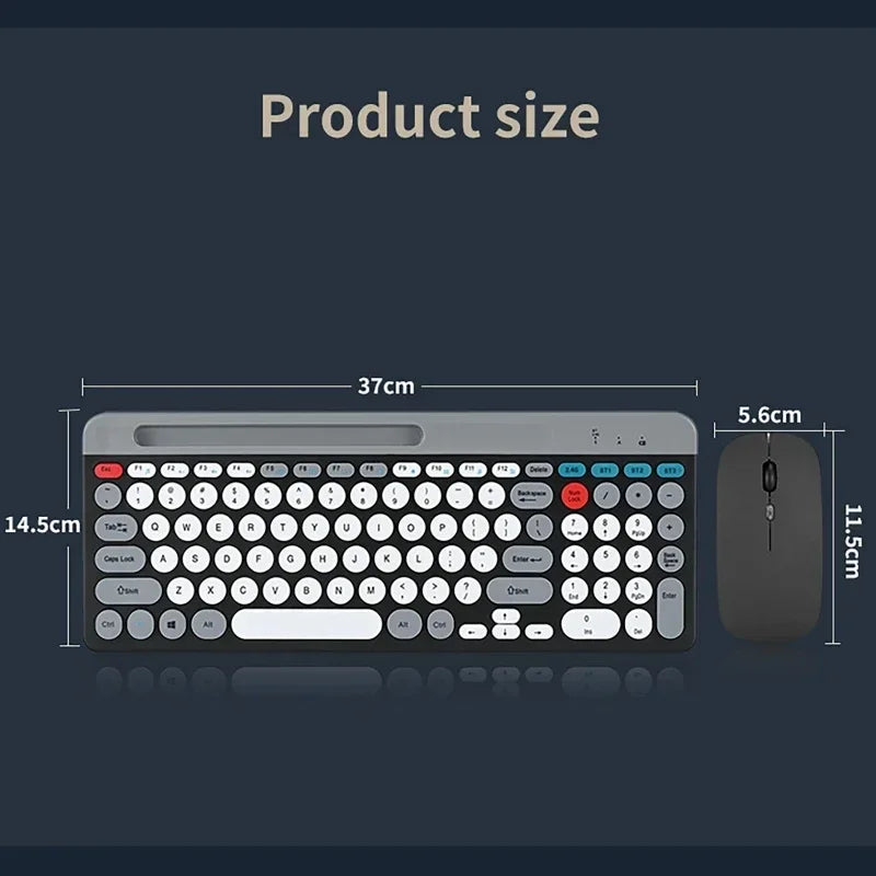2.4G Wireless Keyboard Mouse Combo Portable Bluetooth Colorful Keyboard Rechargeable Silent for Tablet Laptop Desktop Computer