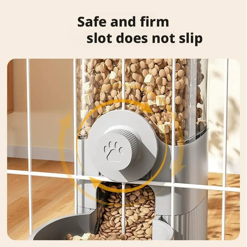 Automatic Cat Feeder Hanging Cage Small Pet Food Bowl Water Bottle Dispenser 1.2L Auto Gravity Pet Feeder & 520ml Waterer