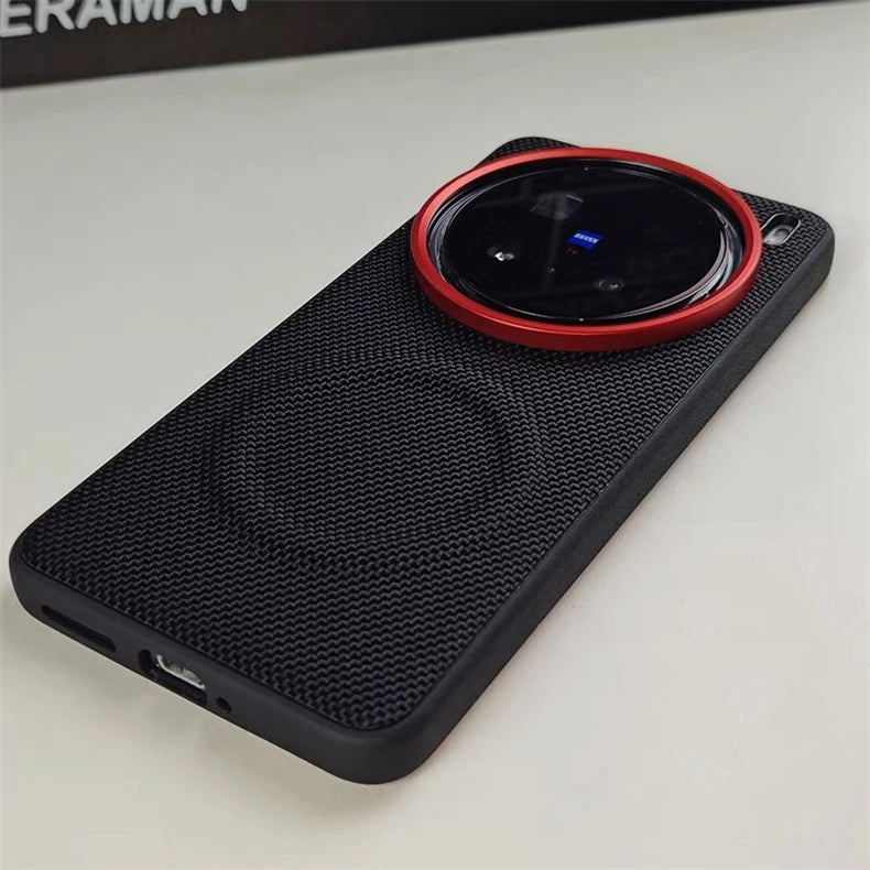 Magnetic Nylon Woven Case for Vivo X200/X200 Pro Mini/X200 Ultra/X300 Pro Matte Leather Skin-Friendly Shockproof Cover