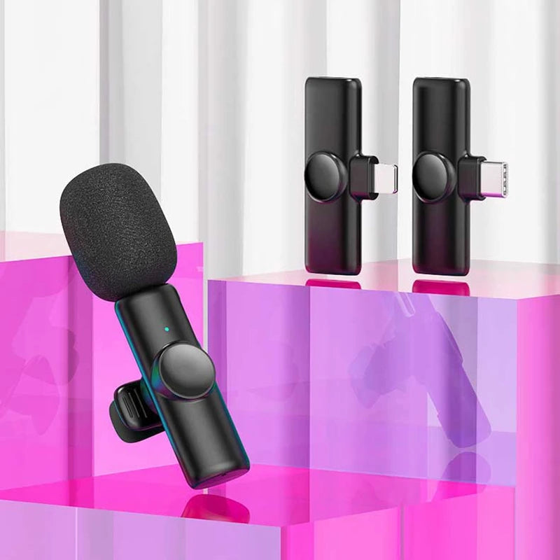 New Portable Wireless Lavalier Microphone Audio Video Recording Mini Microphone for iPhone Laptop Android Live Gaming Mic