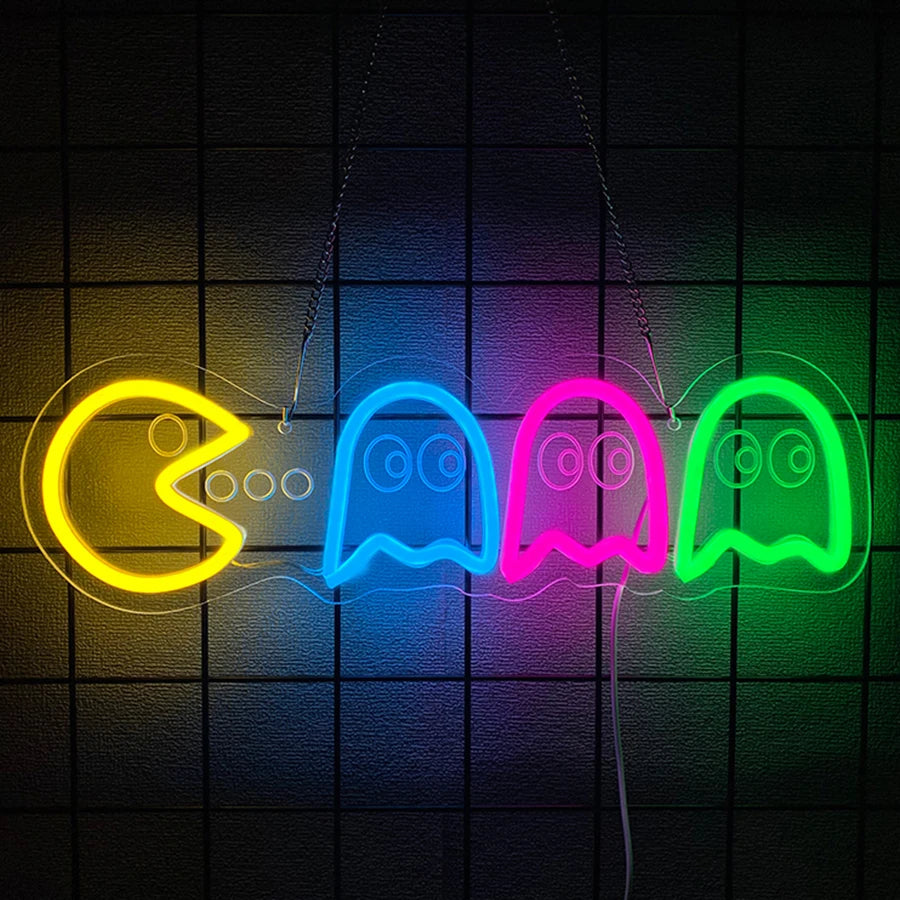 Game Neon Sign For Wall Decor,Light Up Sign For Gaming Room,Man Cave Decoration,Birthday Halloween Christmas Gift,USB Powered