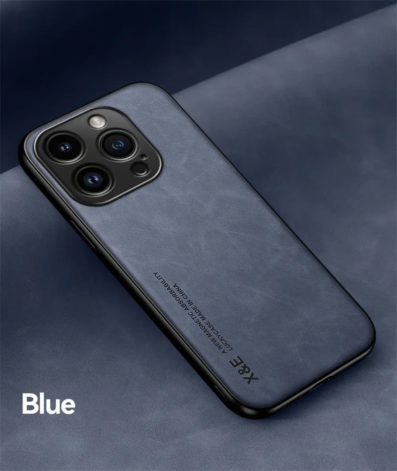 Luxury Magnetic Leather Case For iPhone 16 15 14 13 12 11 Pro Max Mini Plus XR XS X SE 15Pro Shockproof TPU Silicone Back 2026