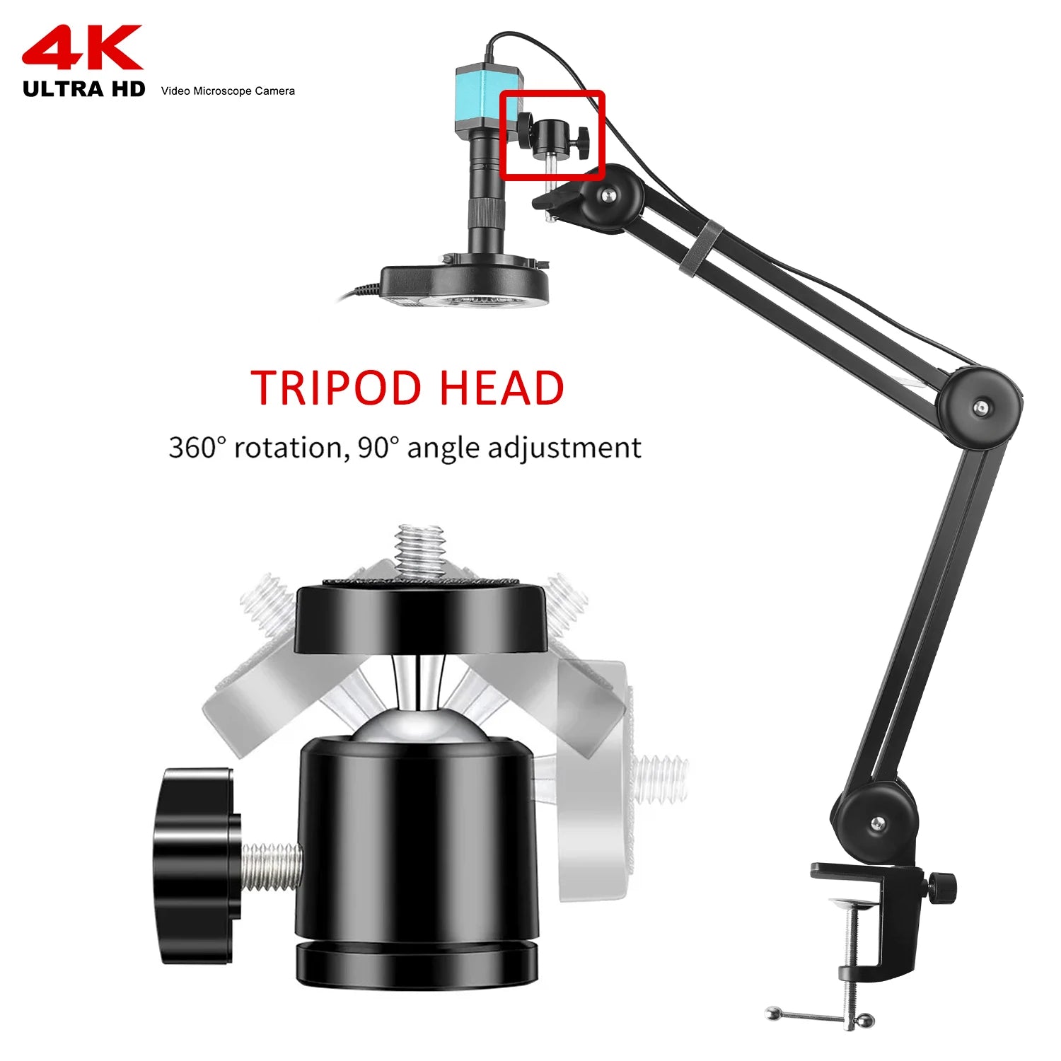 4K Microscope 48MP Digital Microscope For Electronics USB Industrial Cameras HDMI 1-150X Zoom C-Mount Lens Phone Pcb Soldering