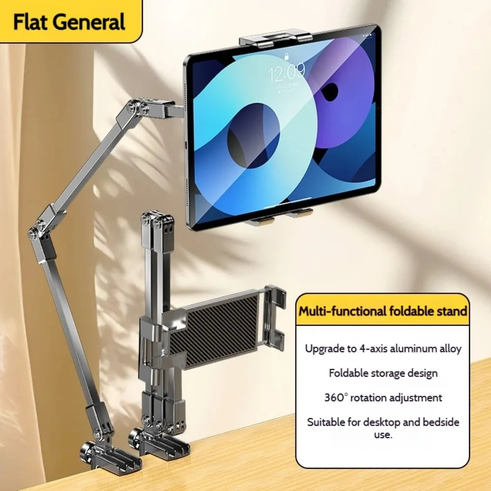 Adjustable Tablet Stand 360-degree Rotation 3 Sections Arms Bedside Phone Holder Portable Foldable Lazy Bracket