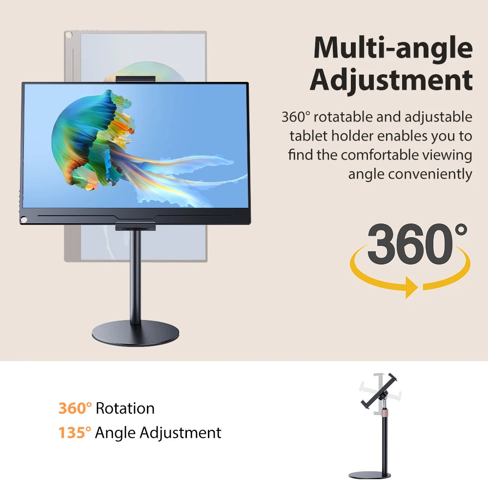 UPERFECT Portable Monitor VESA Stand for 15.6'' 17.3''  Adjustable 360° Swivel Bracket Tablet Holder Compatible with 4.7’’-17.3