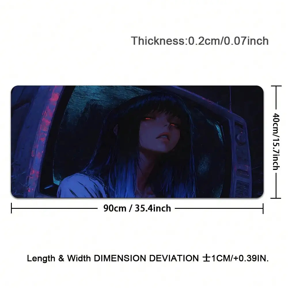 1pc Anime Cool Girl Gaming Mouse Pad, Large Non-Slip Rubber Base Mousepad, Keyboard Mouse Mat, Desk Pad With Stitched Edges For Desk Home Office