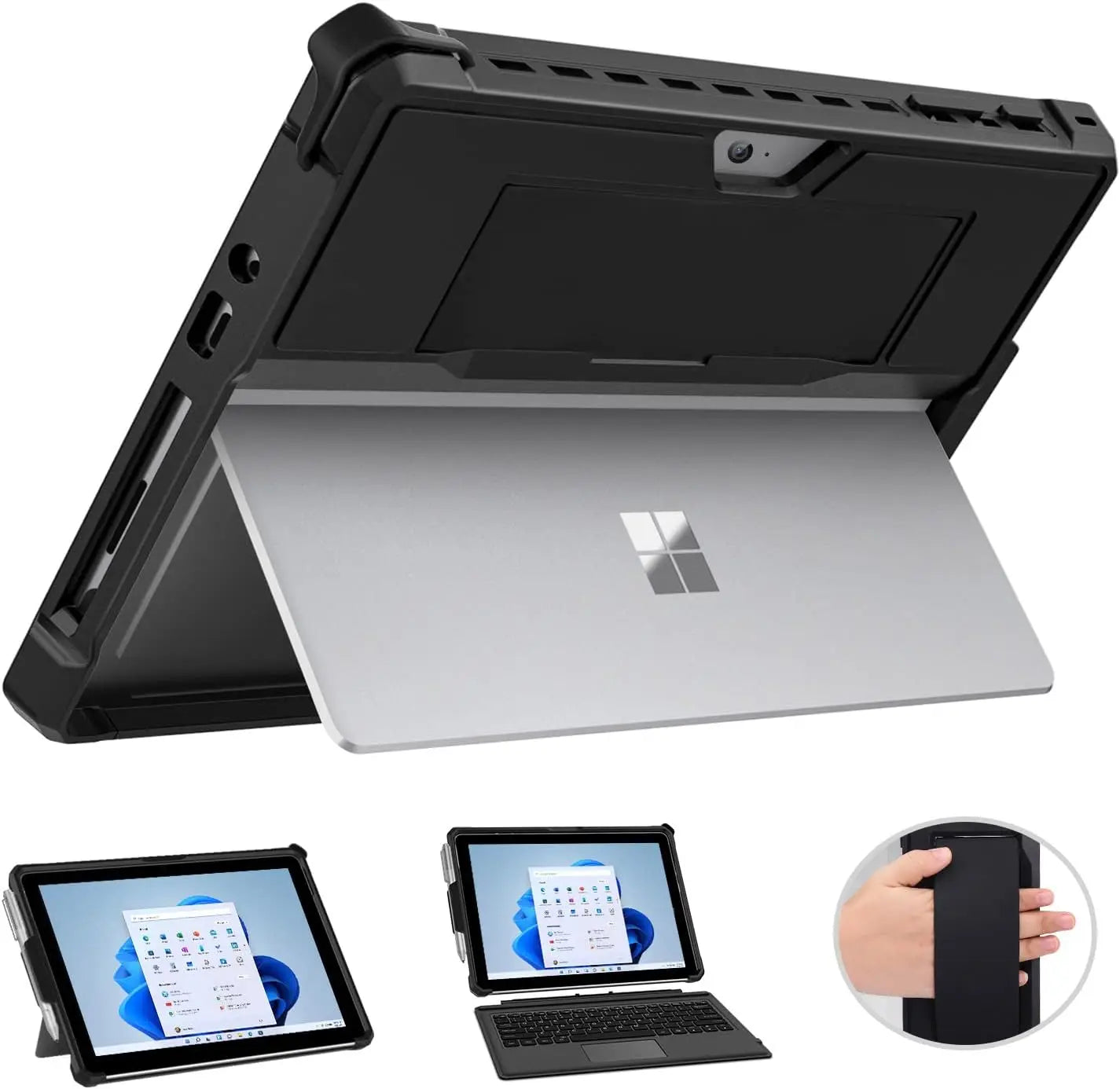 All-in-One Protective Cover Case For Microsoft Surface Pro 9 8 7 7plus 6 5 4 12.3'' Go 2 3 with Pen Holder Hand Strap