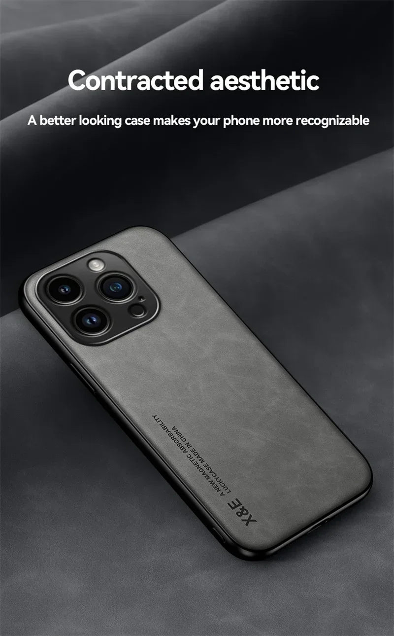 Luxury Magnetic Leather Case For iPhone 16 15 14 13 12 11 Pro Max Mini Plus XR XS X SE 15Pro Shockproof TPU Silicone Back 2026