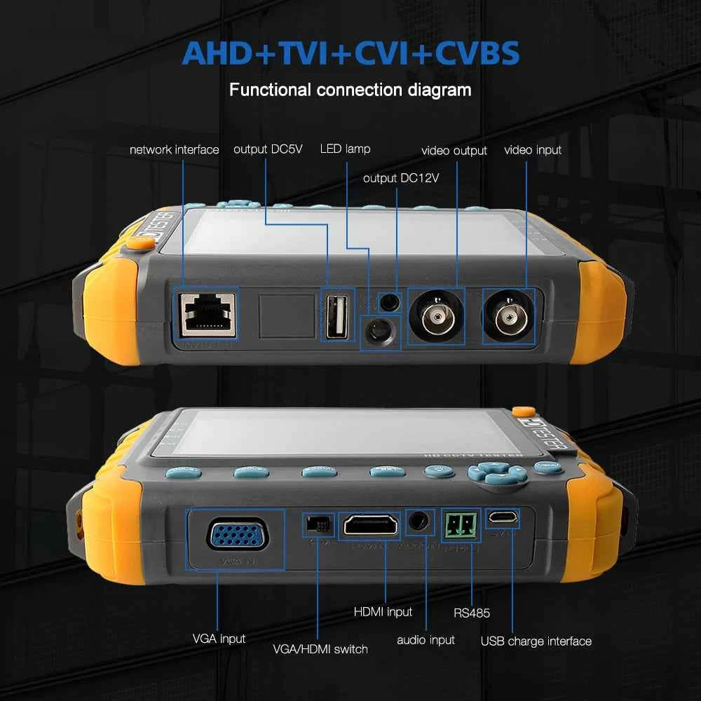 IV8W 8MP 4 in 1 AHD/CVI/TVI CVBS Security Camera Tester Monitor with HDMI VGA Input Audio RS485 PTZ control UTP Cable Tester
