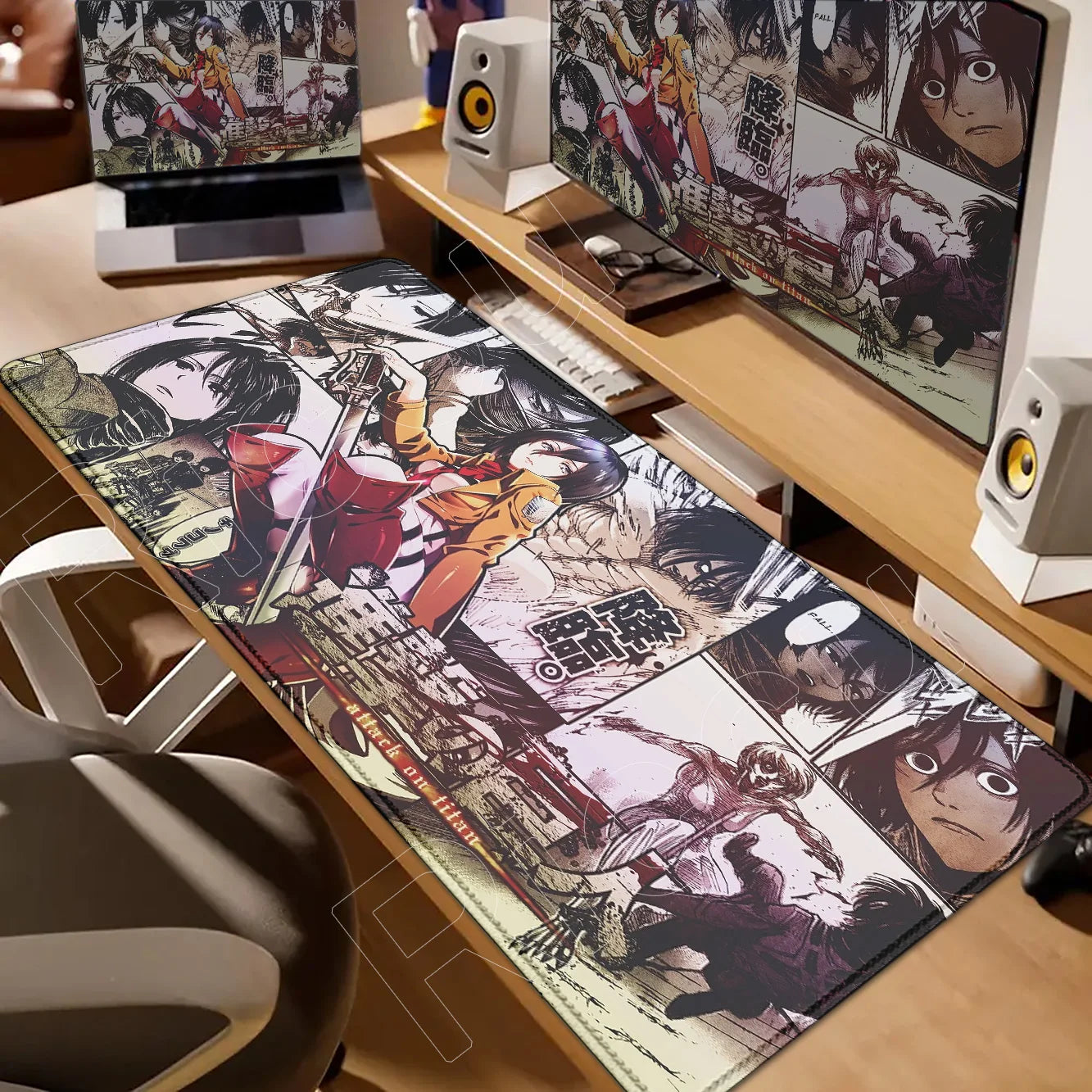 New HD Printing Attack on Titan Anime Desk Mat Large Lock Edge Mouse Pad Computer Mousepad Gaming Laptop Keyboard Mouse Mats Rug
