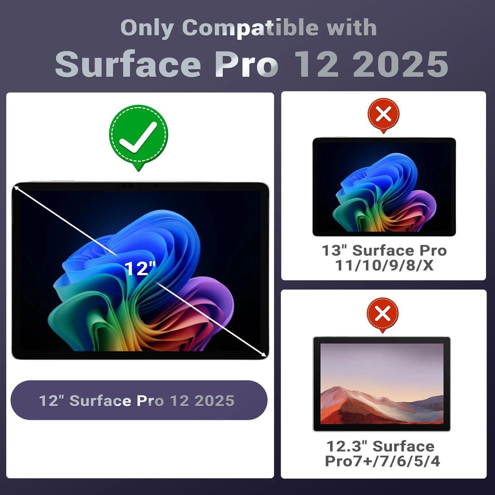 Case for Microsoft Surface Pro 12 Inch 2025,All-in-One Protective Rugged Cover with Back Pen Holder,Support Keyboard Attachment
