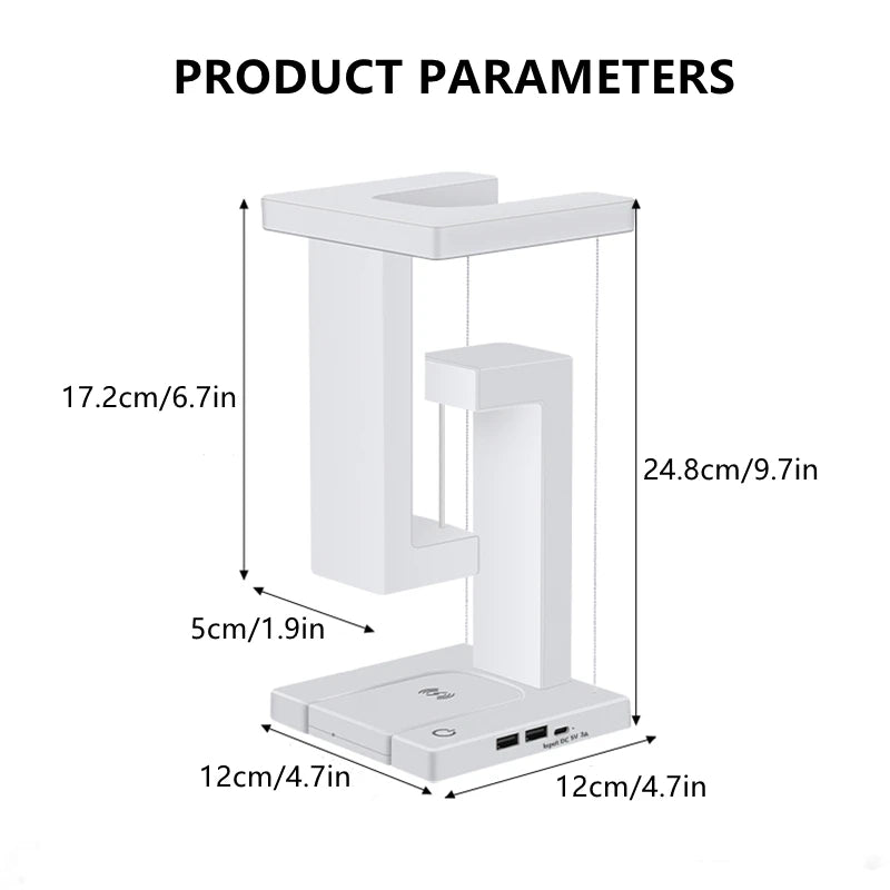 Floating Desk Lamp With Wireless Charger, USB Output Charging Port, Charging Dock Station For iPhone, Bedside Lamp Table Lamp