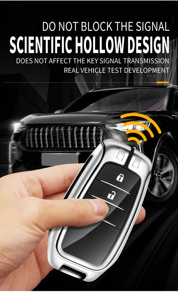 Zinc Alloy Leather Car Key Case Protective Case for Toyota CHR Hilux Fortuner Land Cruiser 200 Camry Corolla Crown RAV4 Highland