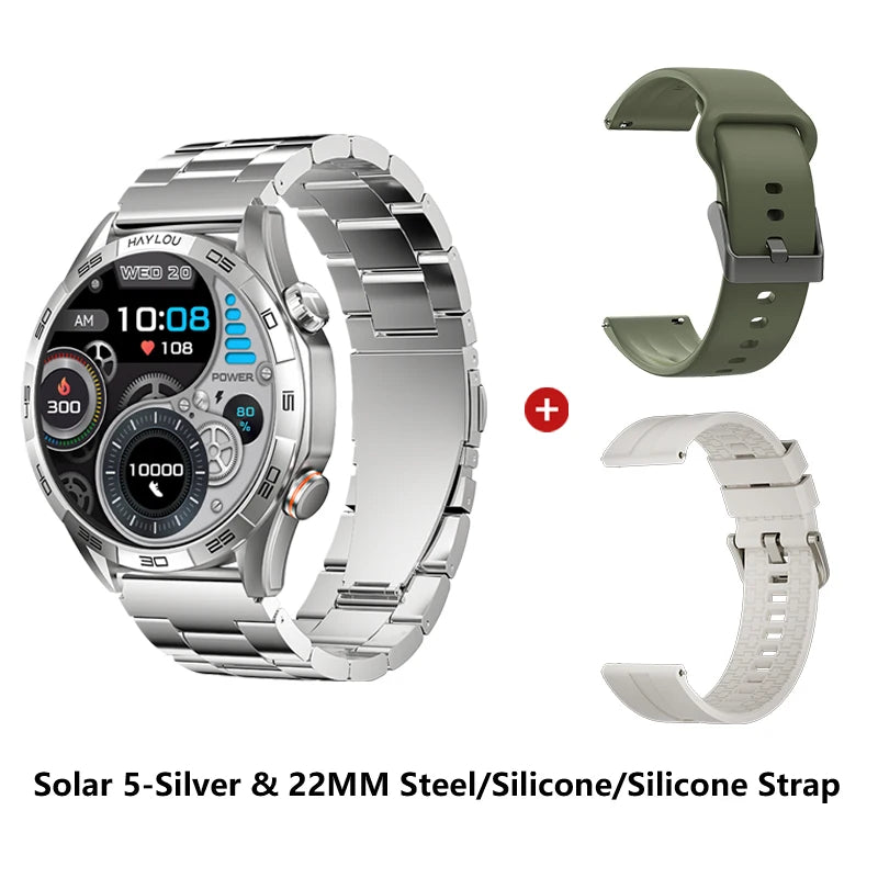 HAYLOU Solar 5 Smartwatch 1.58'' AMOLED Display 60Hz Refresh Rate 24H Health Monitoring Voice Calling 100+ Sports Modes Black/Silver