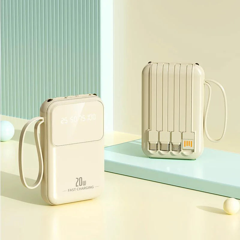 10000mAh compact portable power bank charging with built-in charging cable Powerbank suitable for iPhone/Samsung/Xiaomi/Huaewei