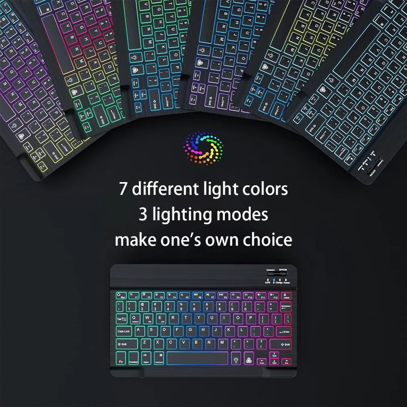 Wireless Bluetooth Backlit Keyboards RGB Colorful Gradient Luminous Mini Keyboard And Mouse Set For Apple Samsung Tablet