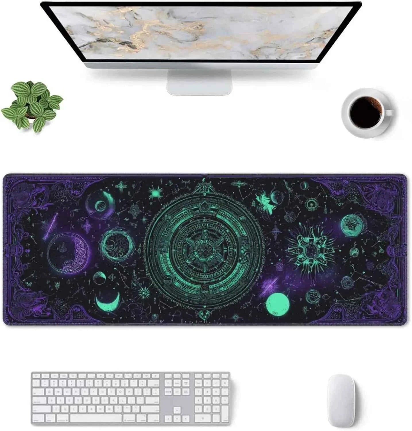 Goth-Themed Extended Gaming Mouse Pad – XL Large Desk Mat with Stitched Edges for Gamers and Home Office