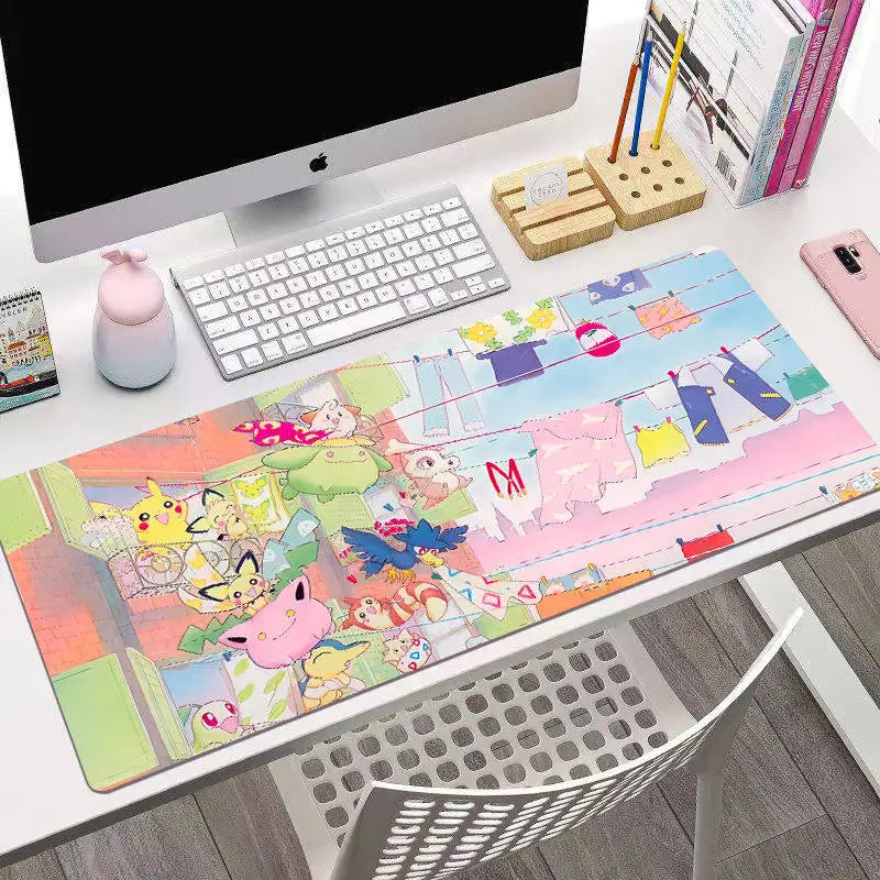 Animated Pokémon Pikachu High Definition Printed Leather Mouse Pad Pokémon Game Oversize Gaming Keyboard Desktop Pad Writing Pad
