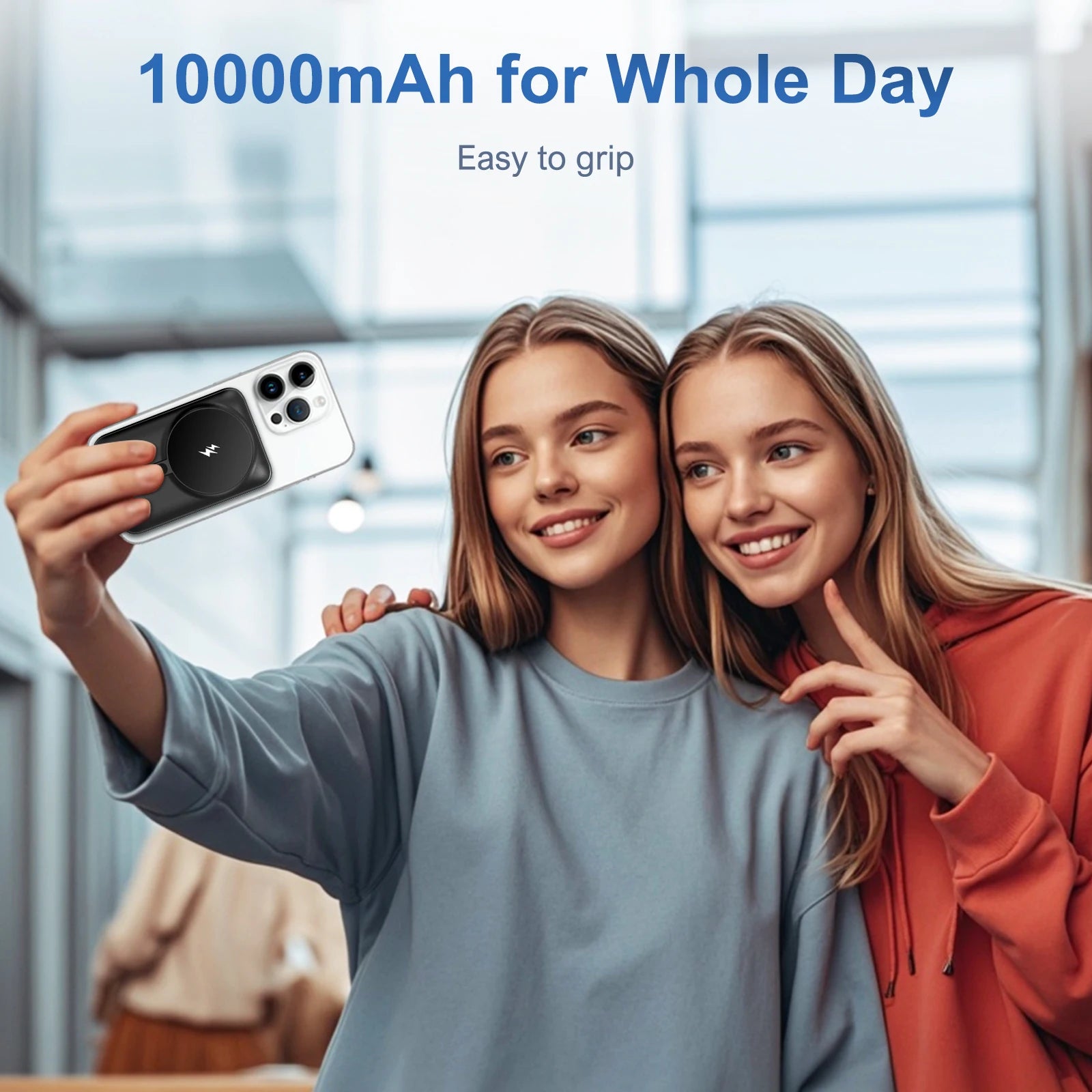 10000mAh Magnetic Power Bank Portable 20W Fast Charging with Digital Display Foldable Stand for Android iPhone 17 16 Samsung