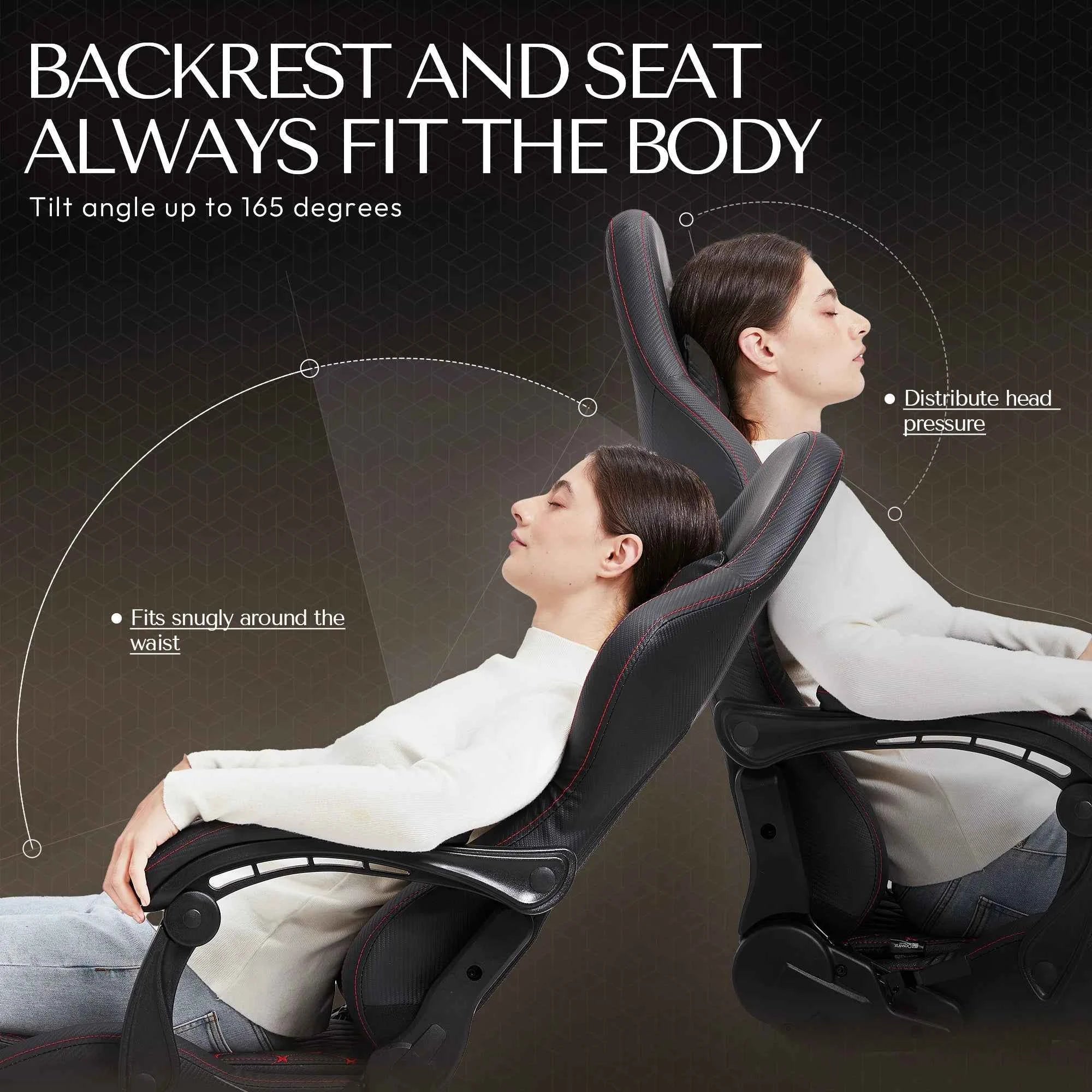 Dowinx Gaming/Office PC Chair with Footrest and Lumbar Support, Vintage Style PU Leather High Back Adjustable Swivel Task Chair