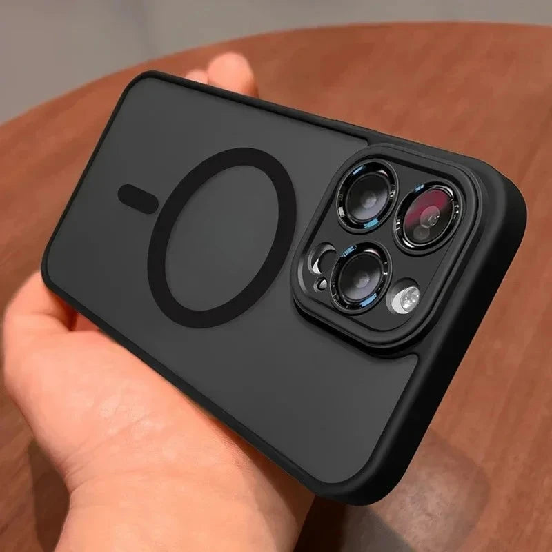 Original Magnetic Wireless Charging Case for iPhone 16 to 12 Pro Max Plus with Lens Protection and Frosted Cover