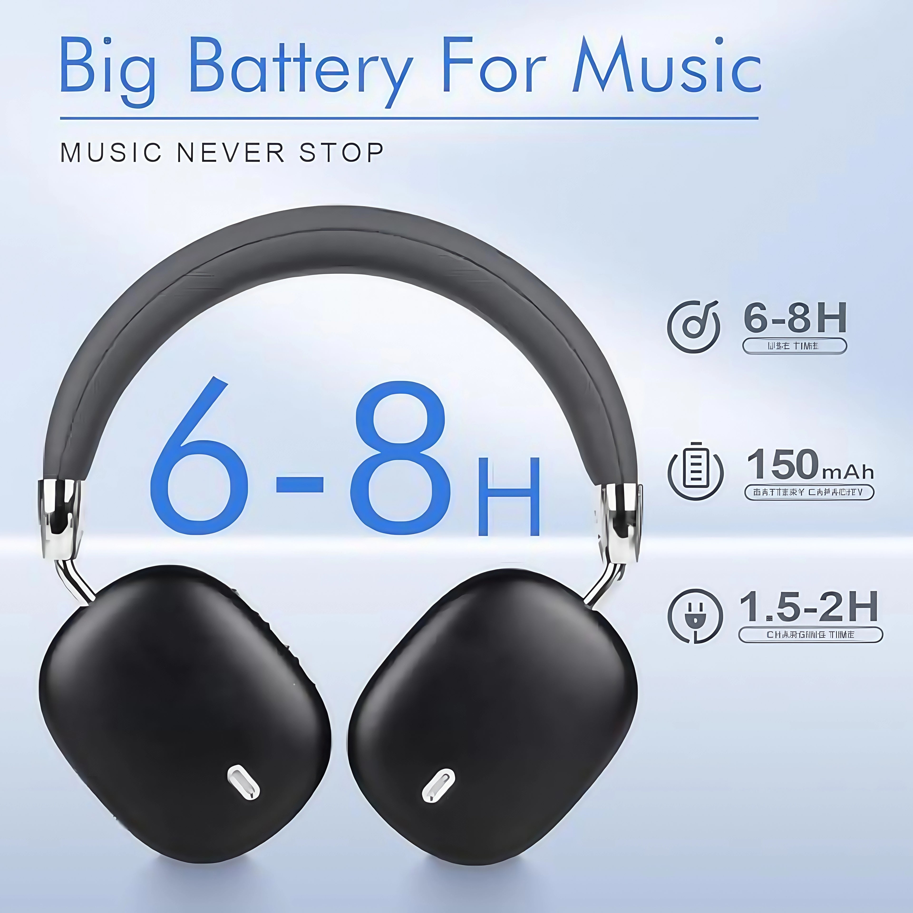 Fashion Bluetooth Headphones Wireless Over-Ear Headsets with Microphone Volume Control for Sports And Running Headset Game