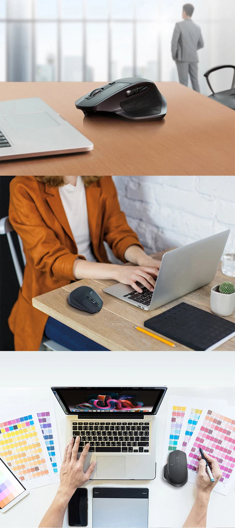 Logitech MX Master 2S BLE Wireless Mouse, 4000DPI, Dual-Mode Connectivity, Ergonomic Design, Long Battery Life, Office Use