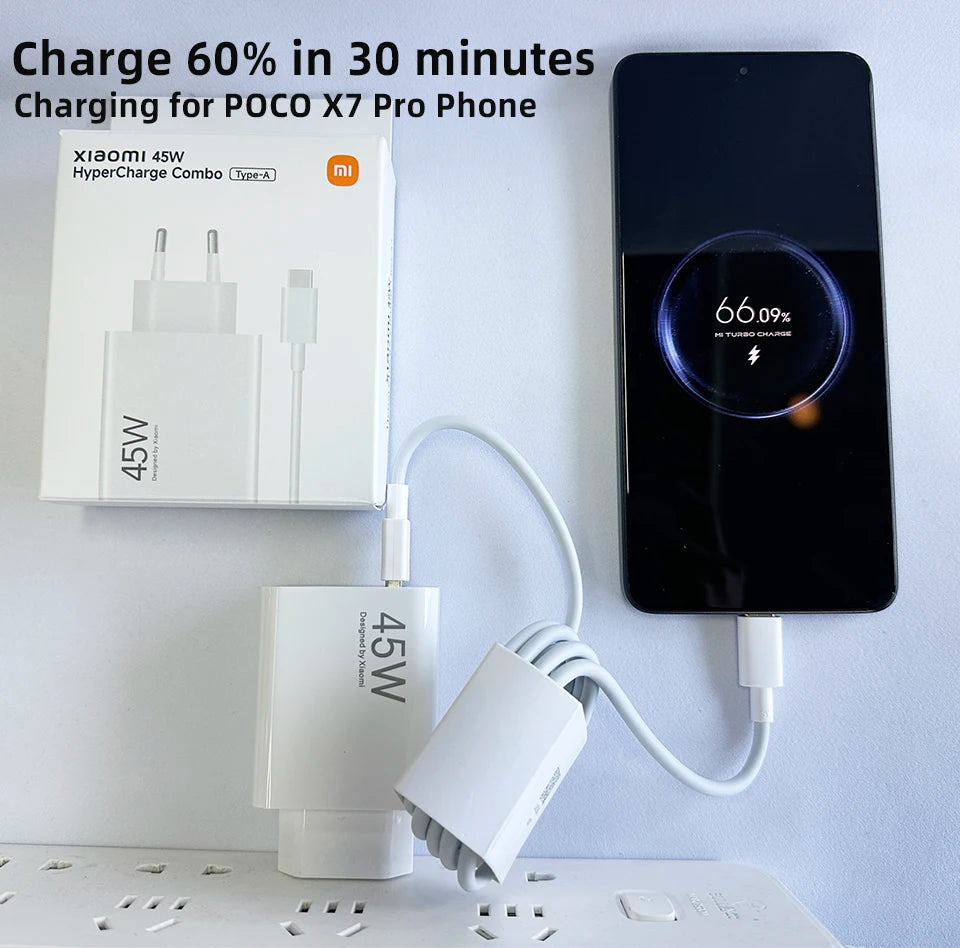 Original XIAOMI Charger 45W 33W Fast Turbo Charge Cable Usb C Travel Adapter Mi 11 10t Pro 10 11s Poco M7 X7 X5 X3 Redmi Note 15