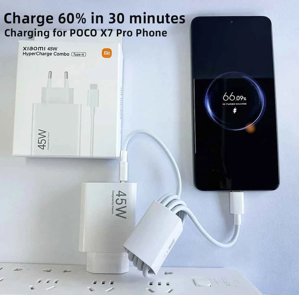 Original XIAOMI Charger 45W 33W Fast Turbo Charge Cable Usb C Travel Adapter Mi 11 10t Pro 10 11s Poco M7 X7 X5 X3 Redmi Note 15