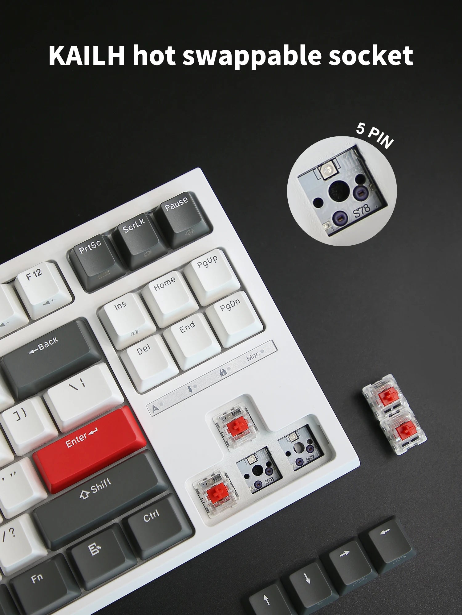 RK ROYAL KLUDGE R87 Russian Mechanical Keyboard 87 Keys RGB Backlit Hot-swappable Wired Gaming Keyboard Customised Keycaps