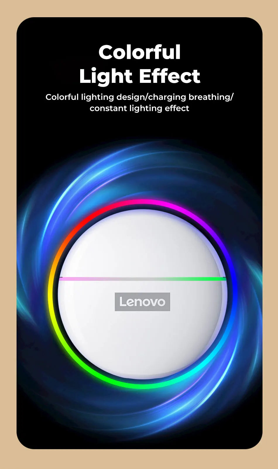 Original Lenovo XT97 TWS Earphones Wireless Bluetooth 5.2 Sport Noise Reduction Headphones Touch Control Colorful Light Earbuds