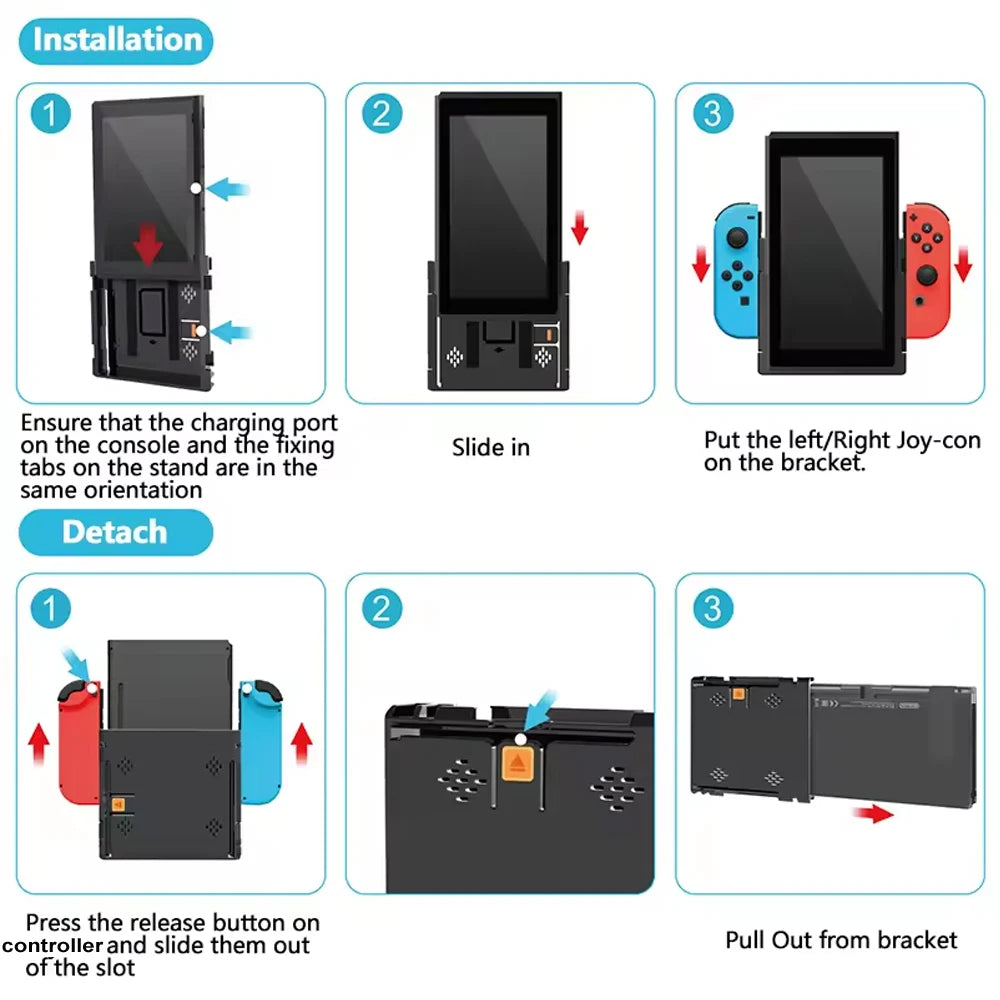 For Nintendo Switch 1/OLED Game Console Vertical Bracket Grip Flip Controller Gamepad Accessories For Switch Handheld Joystick