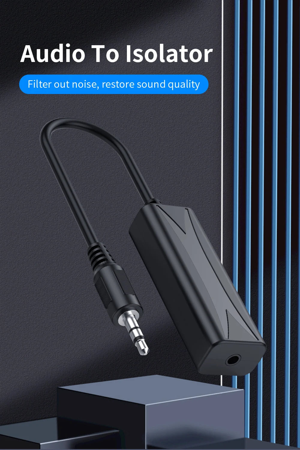 3.5mm AUX Audio Anti-interference Ground Loop Noise Filter Lsolator Eliminate Cancelling For Home Stereo Car Audio System