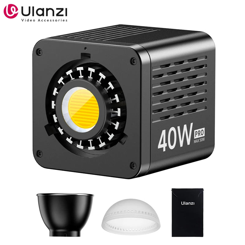 Ulanzi L023 40W pro Video Light Mini Bowens Mount Bi-color 2500-6500K with 3400mAh COB Light for Photography