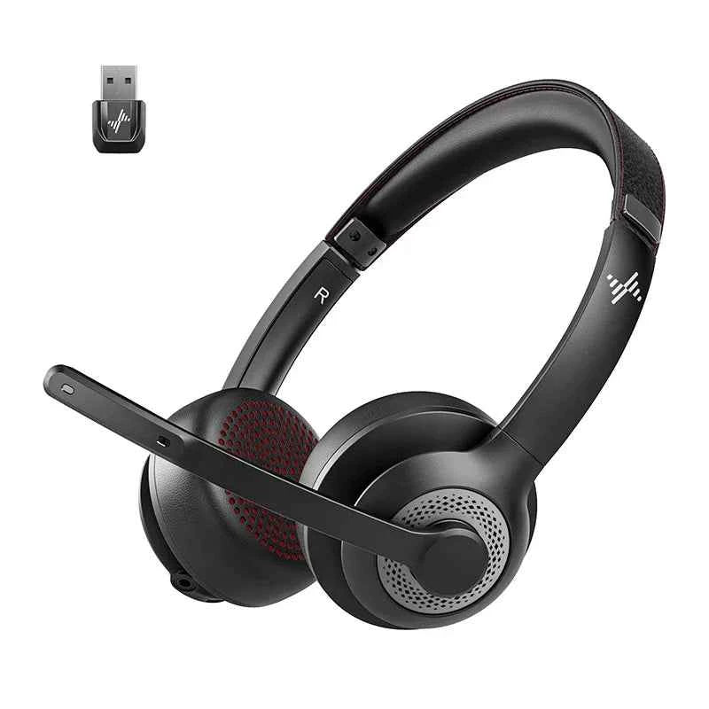 JIAMQISHI EH02U Wireless Bluetooth Headset ANC MIC for Work Computer Headphones USB Dongle Mute Mic for MacBook Headset Phone