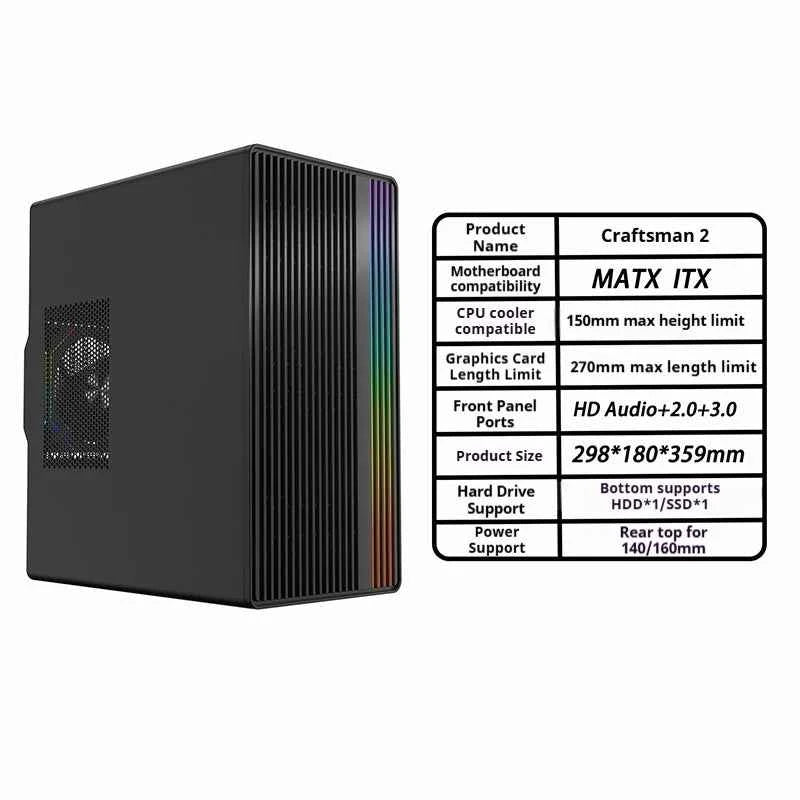 Craftsman3 Mini Pc Case Walnut Side Transparent Front Dustproof Mesh Graphics Card 270mm Cpu150mm Gaming Desktop Console Case