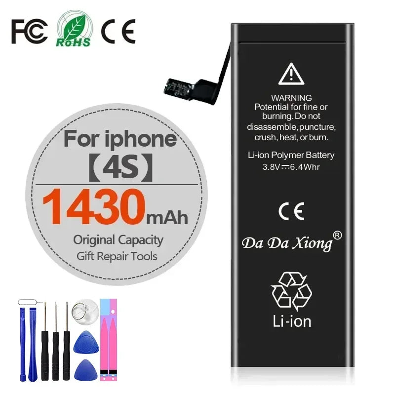 High Capacity Battery For iPhone 4 4S 5 5S 5C SE 2020 6 6S 7 8 SE2 Plus X XR XS 11 Pro Max Mobile Phone Pack New 0 Cycle Seal