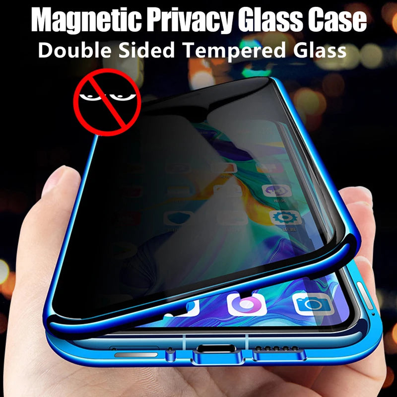 Anti Peeping Metal Phone Case For Samsung Galaxy S25 S24 S23 S26 Ultra Plus 360 Degree Privacy Protection Magnetic Phone Cov