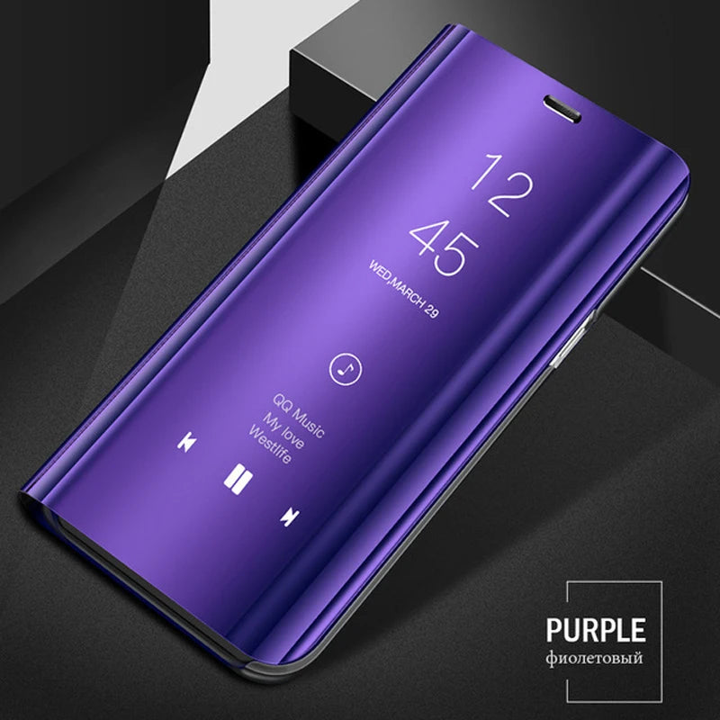 For Samsung Galaxy S26 S25 Ultra Plus FE Edge 5G Smart Mirror Protector Case Flip Holder Shockproof Cover Sumsung S26 Pro Fundas